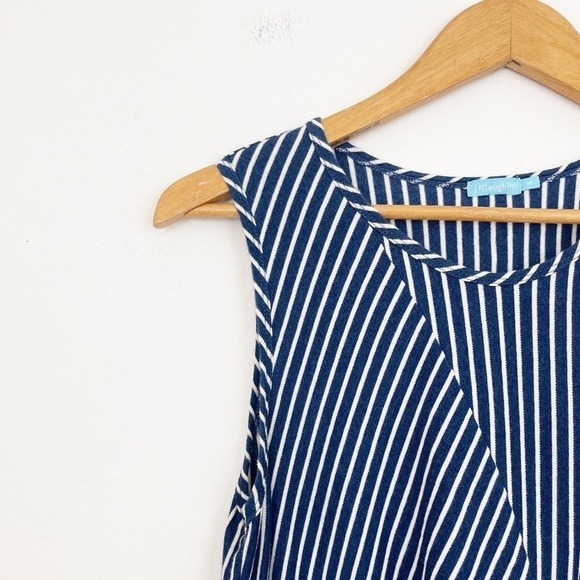 J. McLaughlin Blue 100% Cotton Striped Knotted Midi Dress Size Medium - Picture 4 of 15